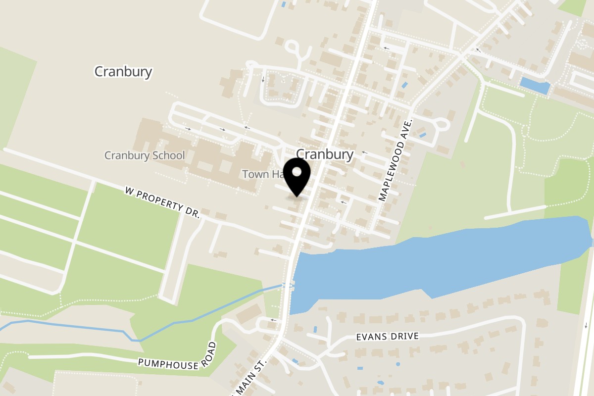 Map showing the location of GREEN OLIVE (Formerly Market On Main Cranbury) on 17 N Main St in Cranbury